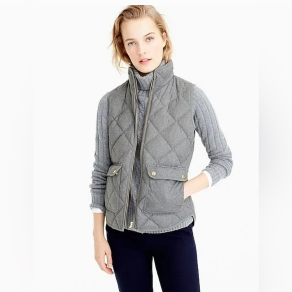 J. Crew Small Excursion Gray Quilted Down Puffer Vest
